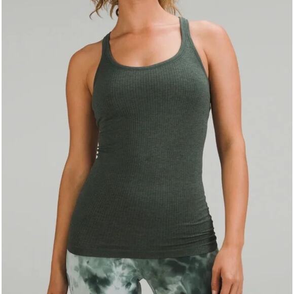Lululemon Ebb To Street Tank Top Smoked Spruce Green Ribbed Size 6 - Picture 1 of 11